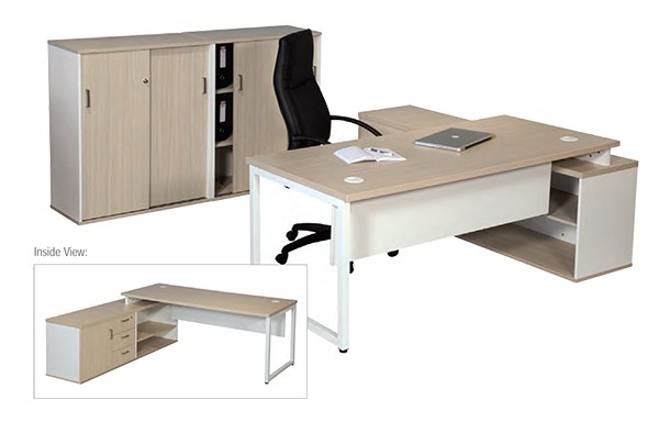 Titan Executive Desk with Sliding Door Cabinet